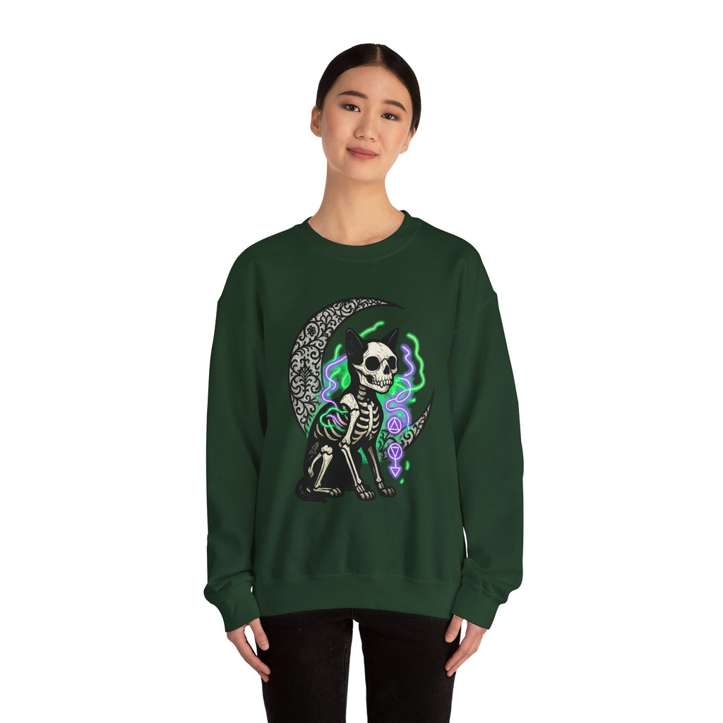 Gothic Cat with Neon Aura Halloween Sweatshirt