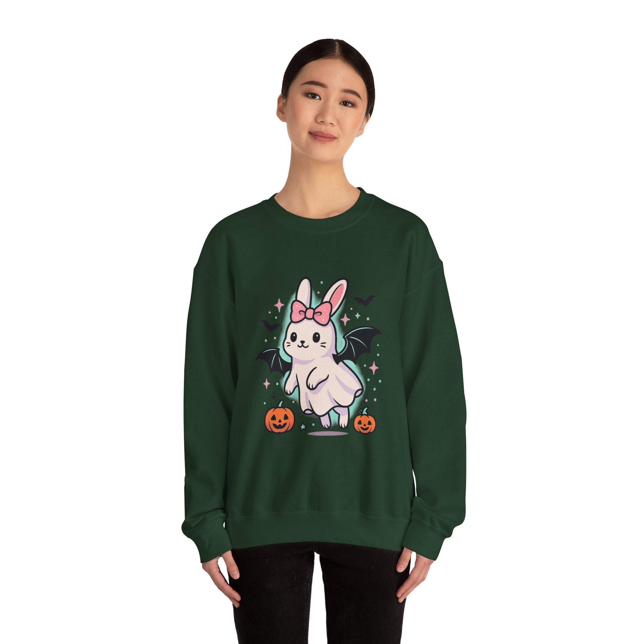 Cute Ghost Bunny with Bat Wings Sweatshirt