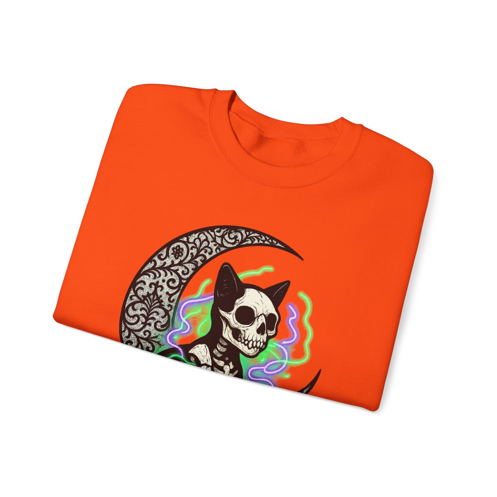 Gothic Cat with Neon Aura Halloween Sweatshirt