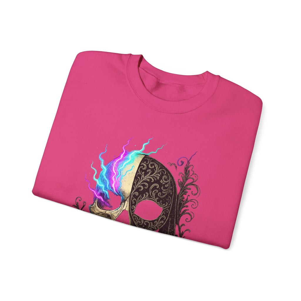 Halloween Sweatshirt – Gothic Neon Masked Illusion