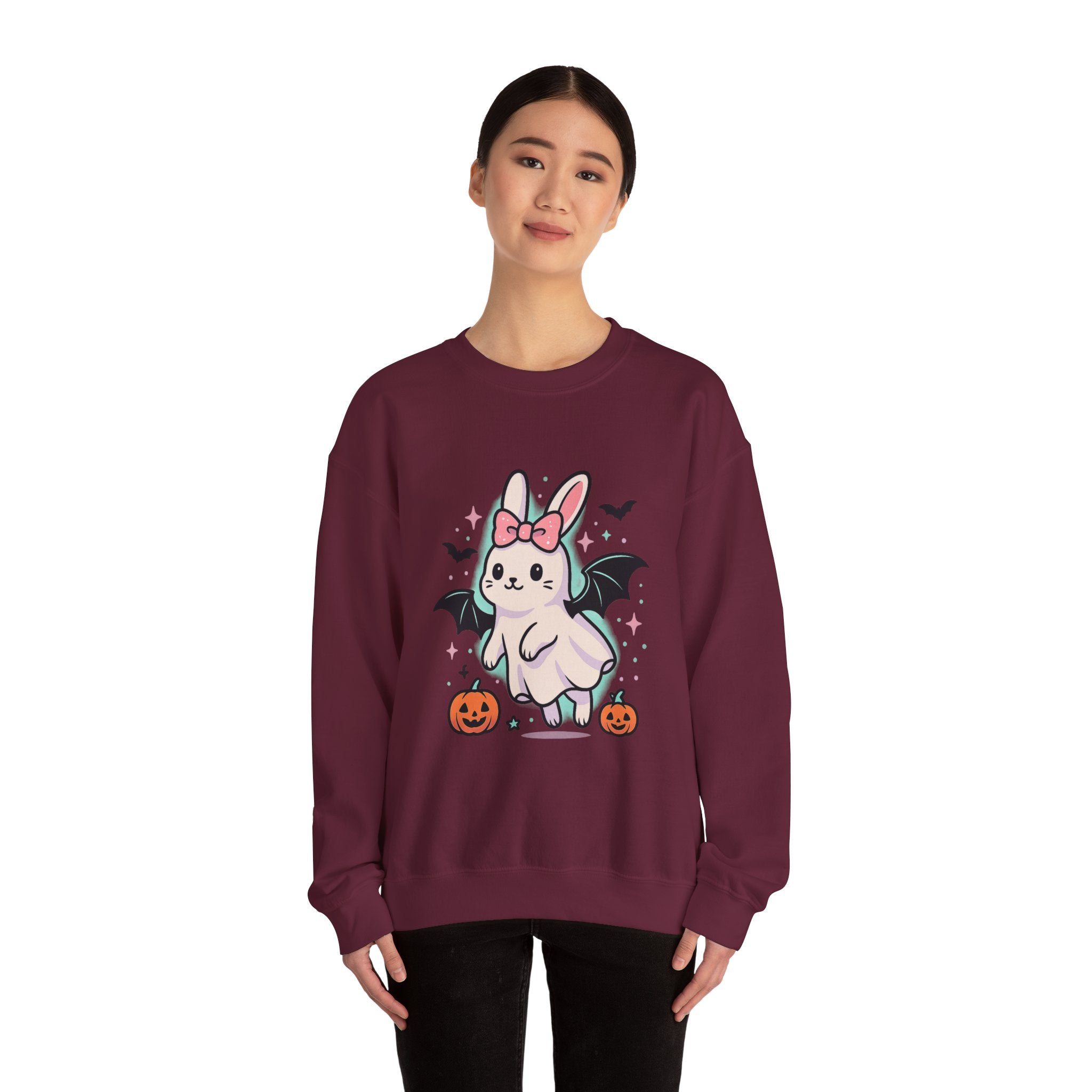 Cute Ghost Bunny with Bat Wings Sweatshirt