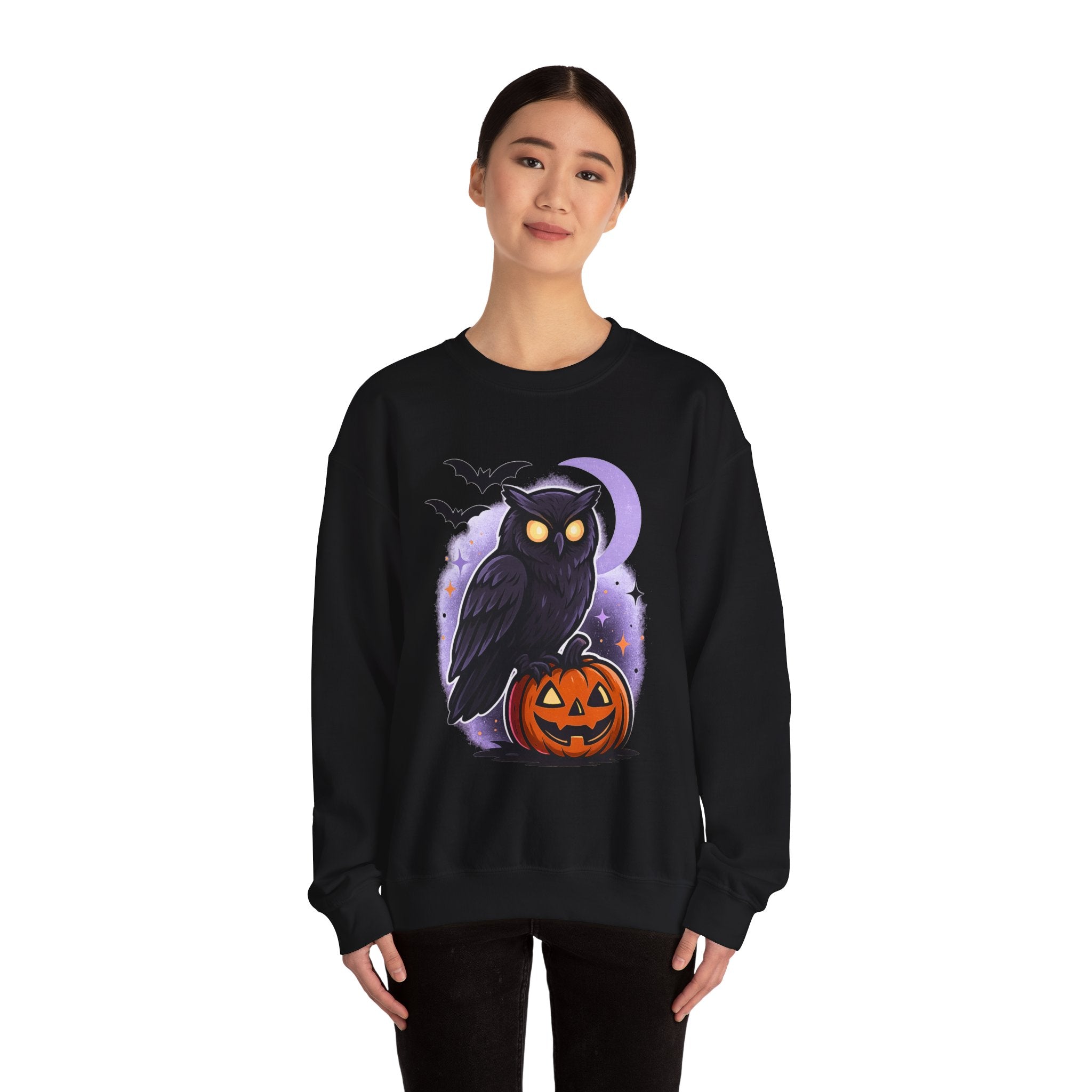 Spooky Owl and Pumpkin Night Sweatshirt