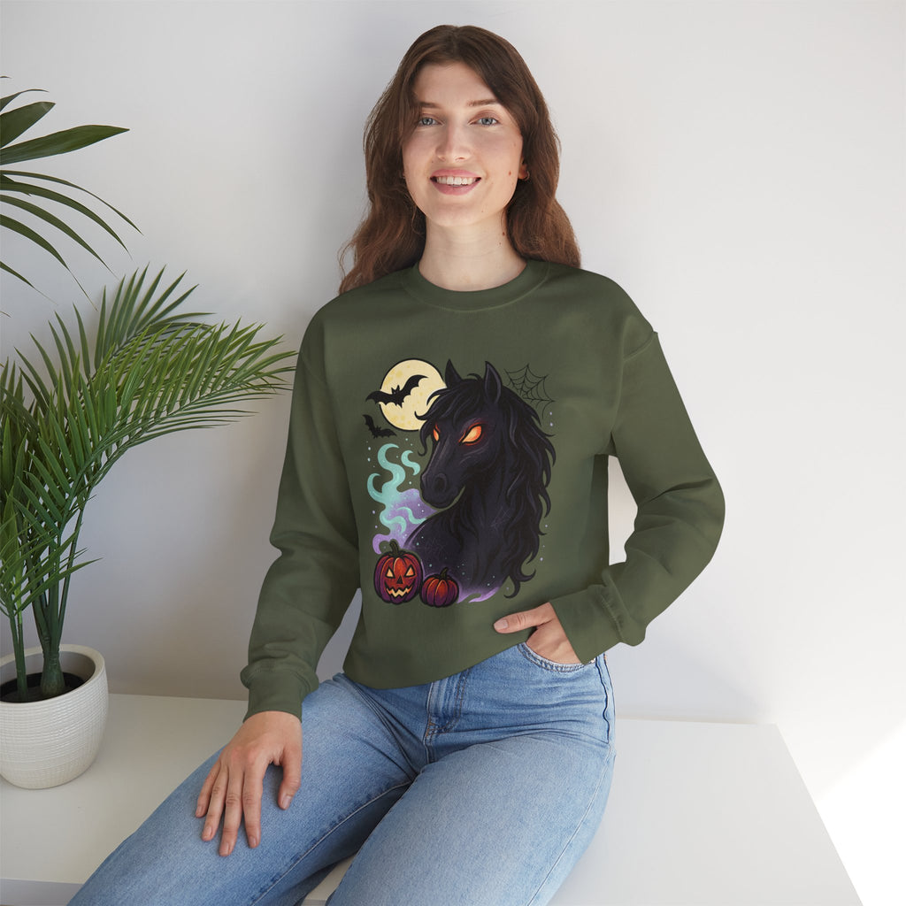 Gothic Horse Under Moonlight Spooky Sweatshirt