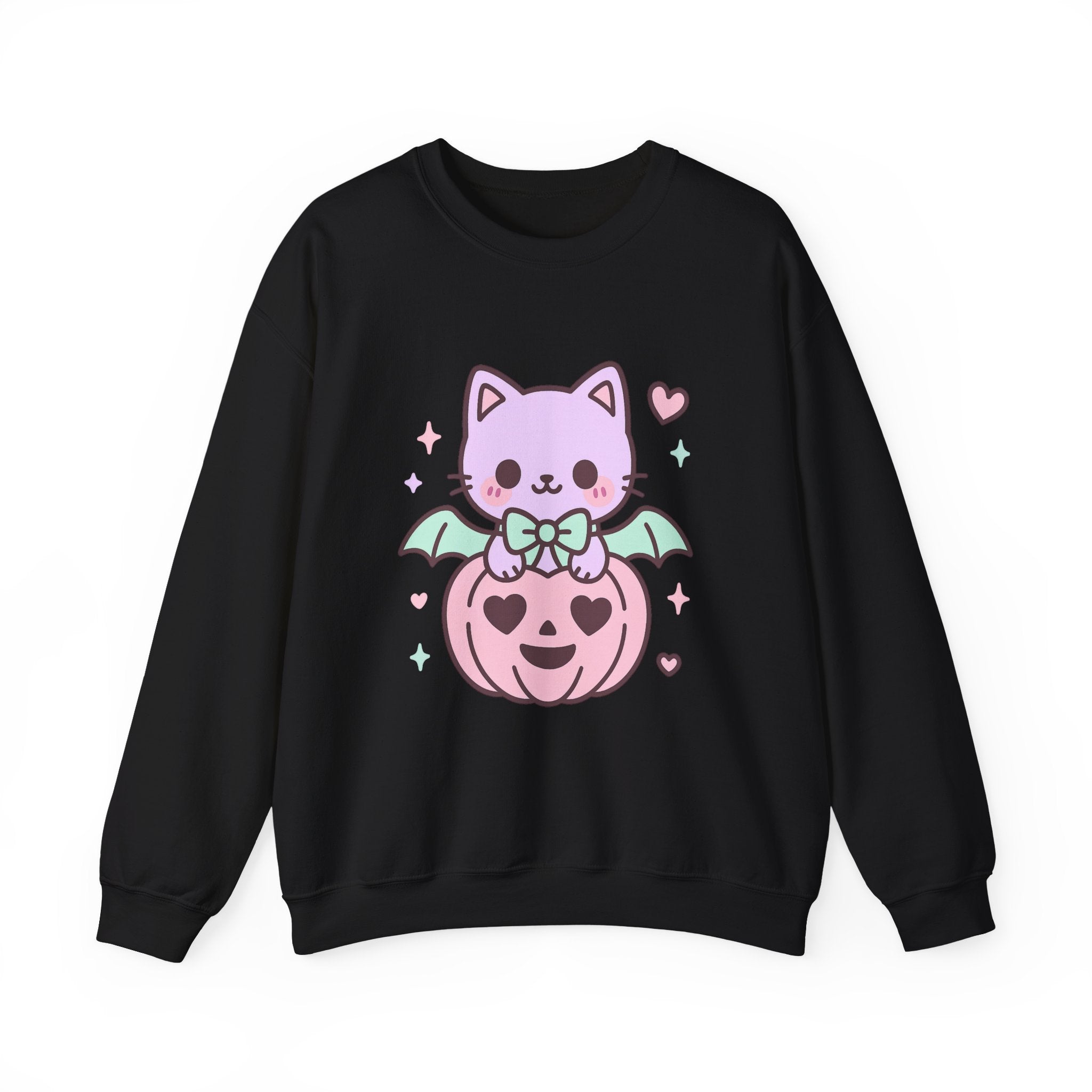 Kawaii Skull Sweatshirt – Pastel Bows & Hearts