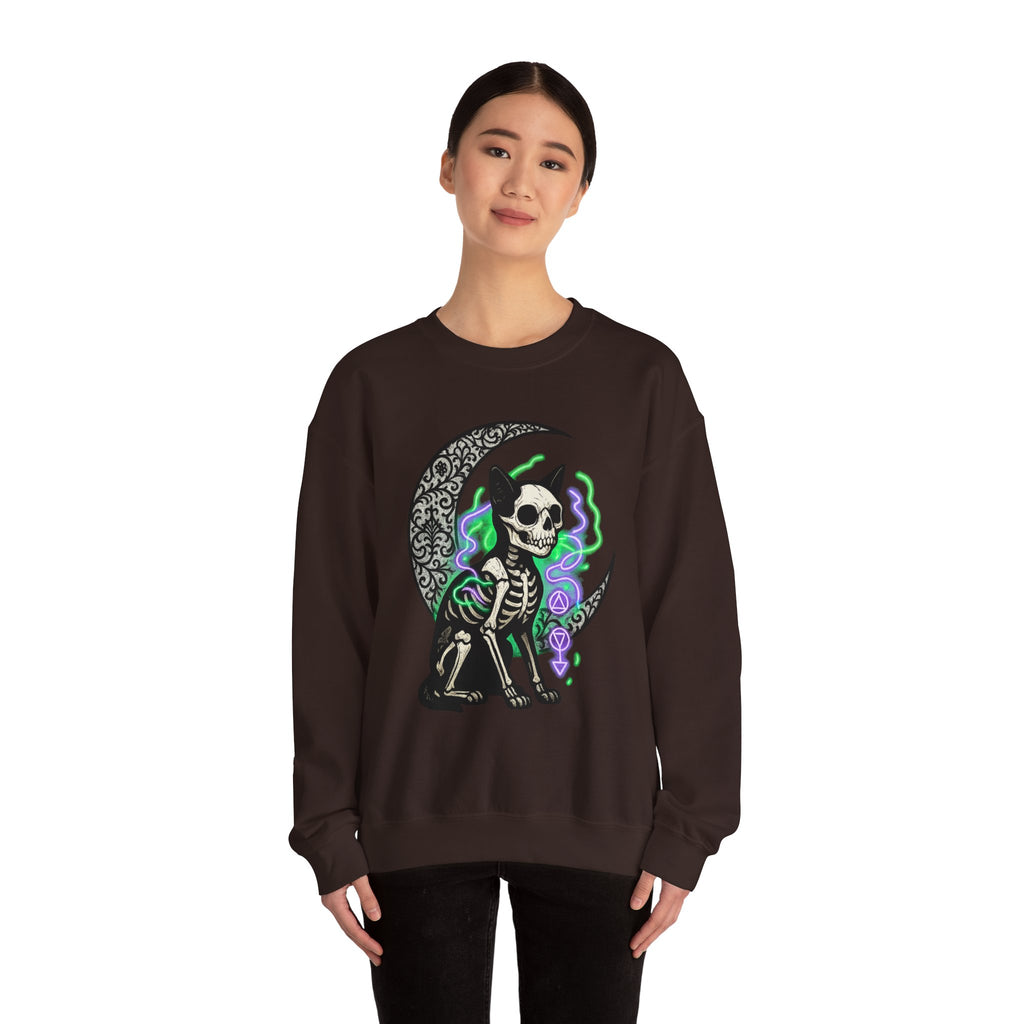 Gothic Cat with Neon Aura Halloween Sweatshirt