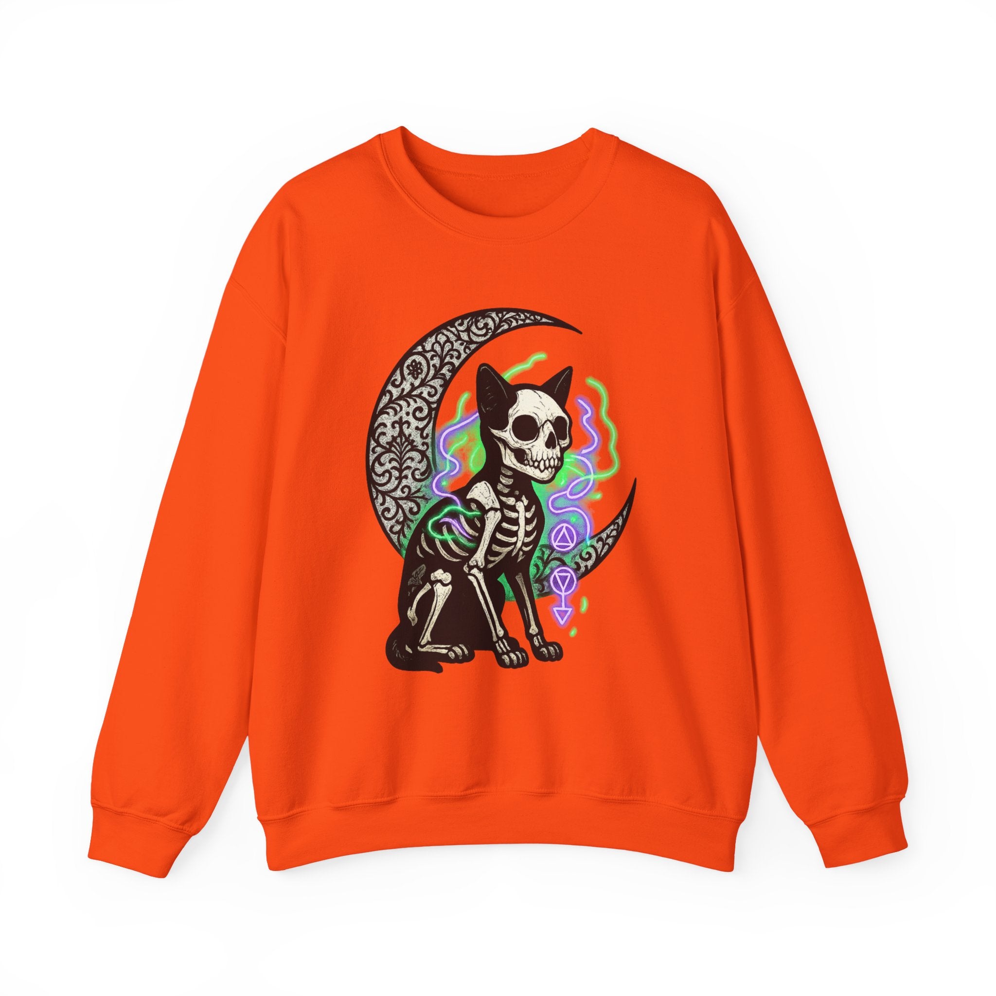 Gothic Cat with Neon Aura Halloween Sweatshirt