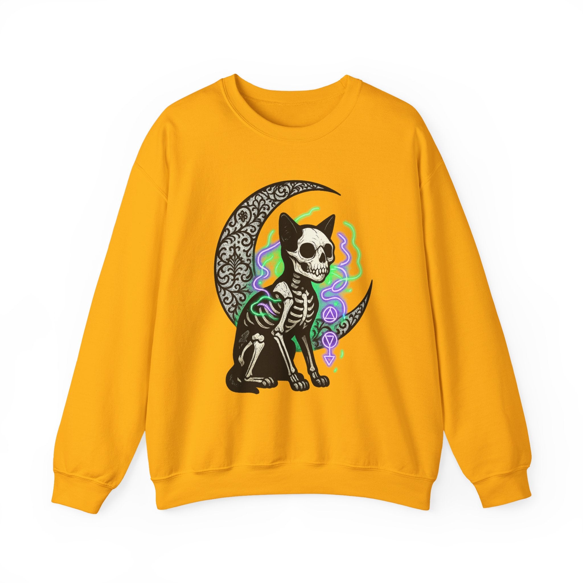 Gothic Cat with Neon Aura Halloween Sweatshirt