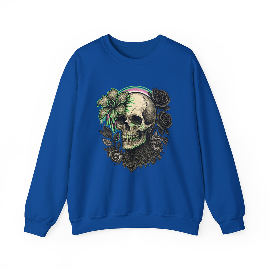 Gothic Skull with Neon Floral Sweatshirt