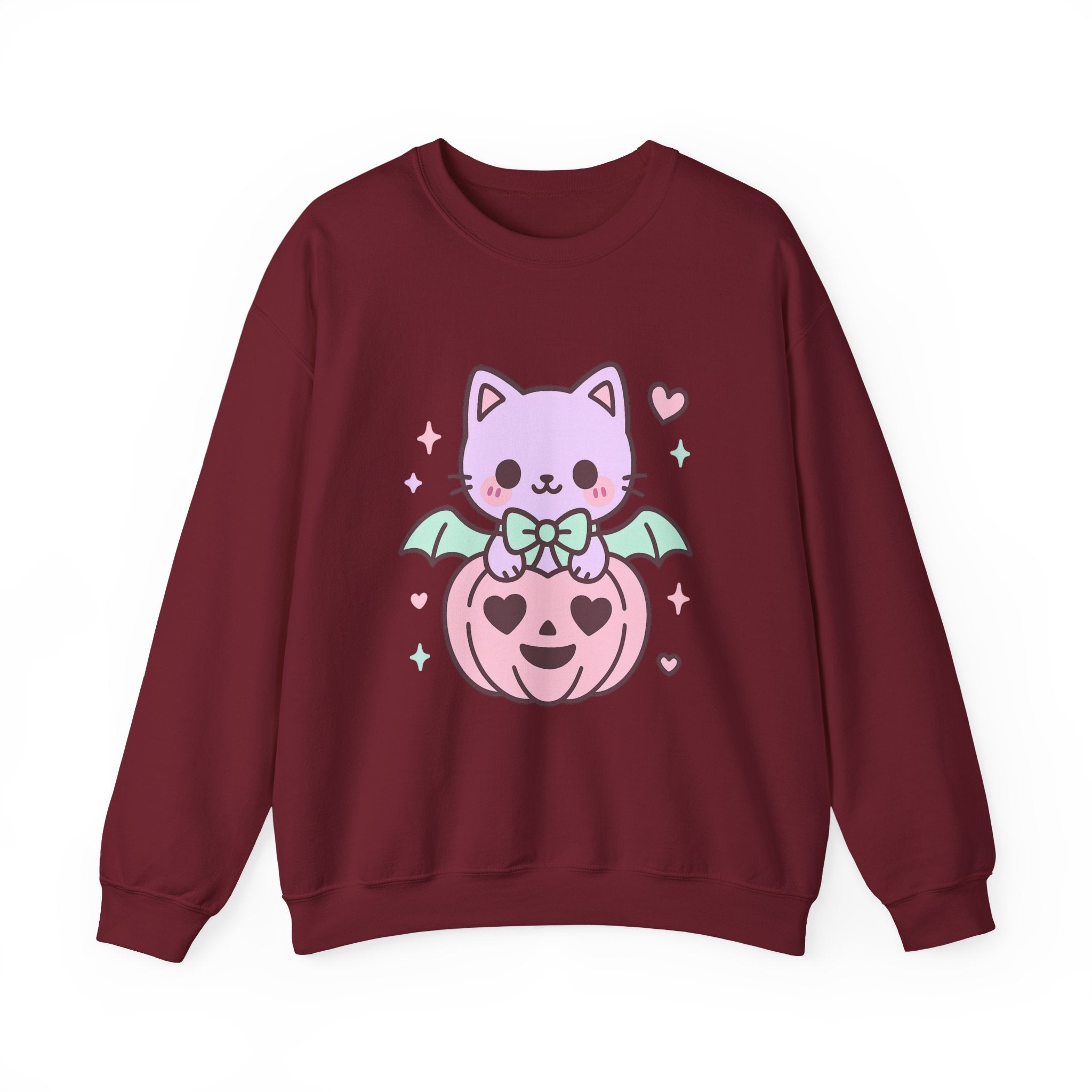 Kawaii Skull Sweatshirt – Pastel Bows & Hearts
