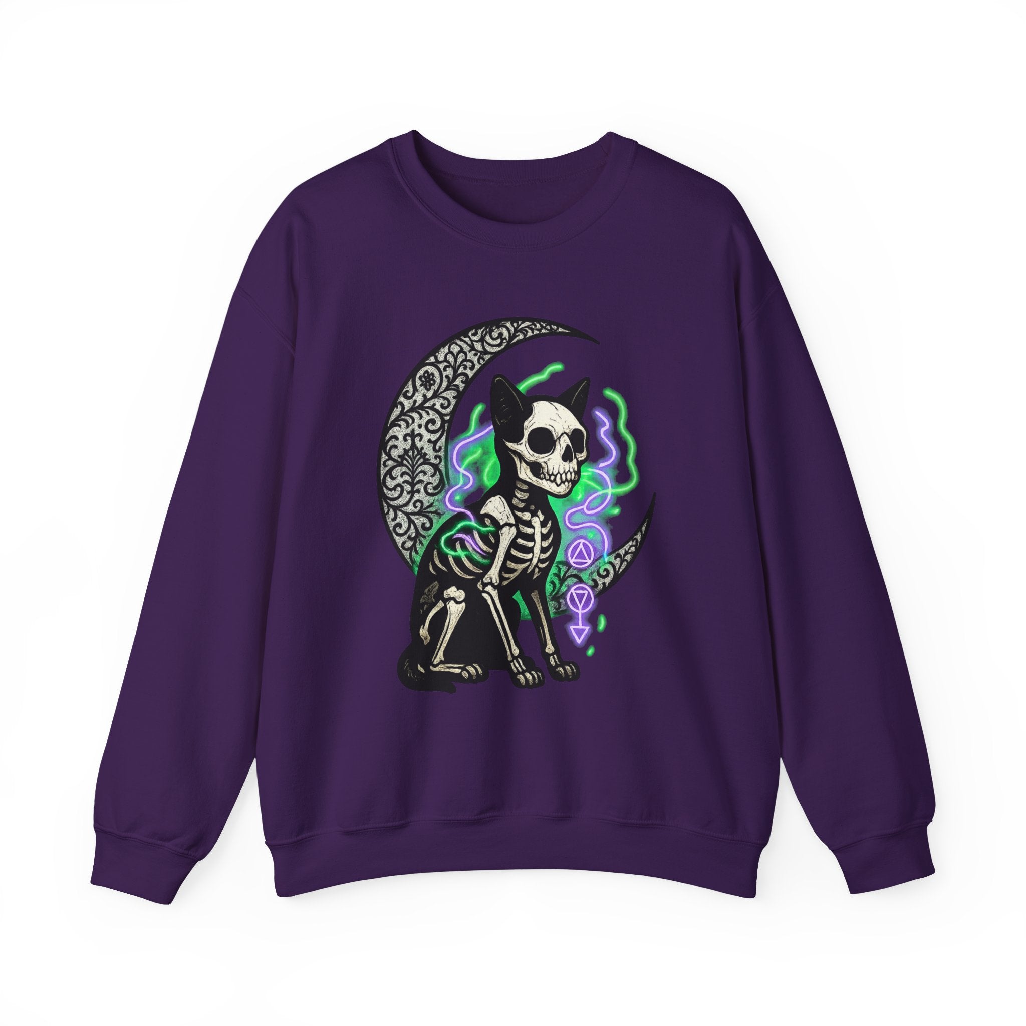 Gothic Cat with Neon Aura Halloween Sweatshirt