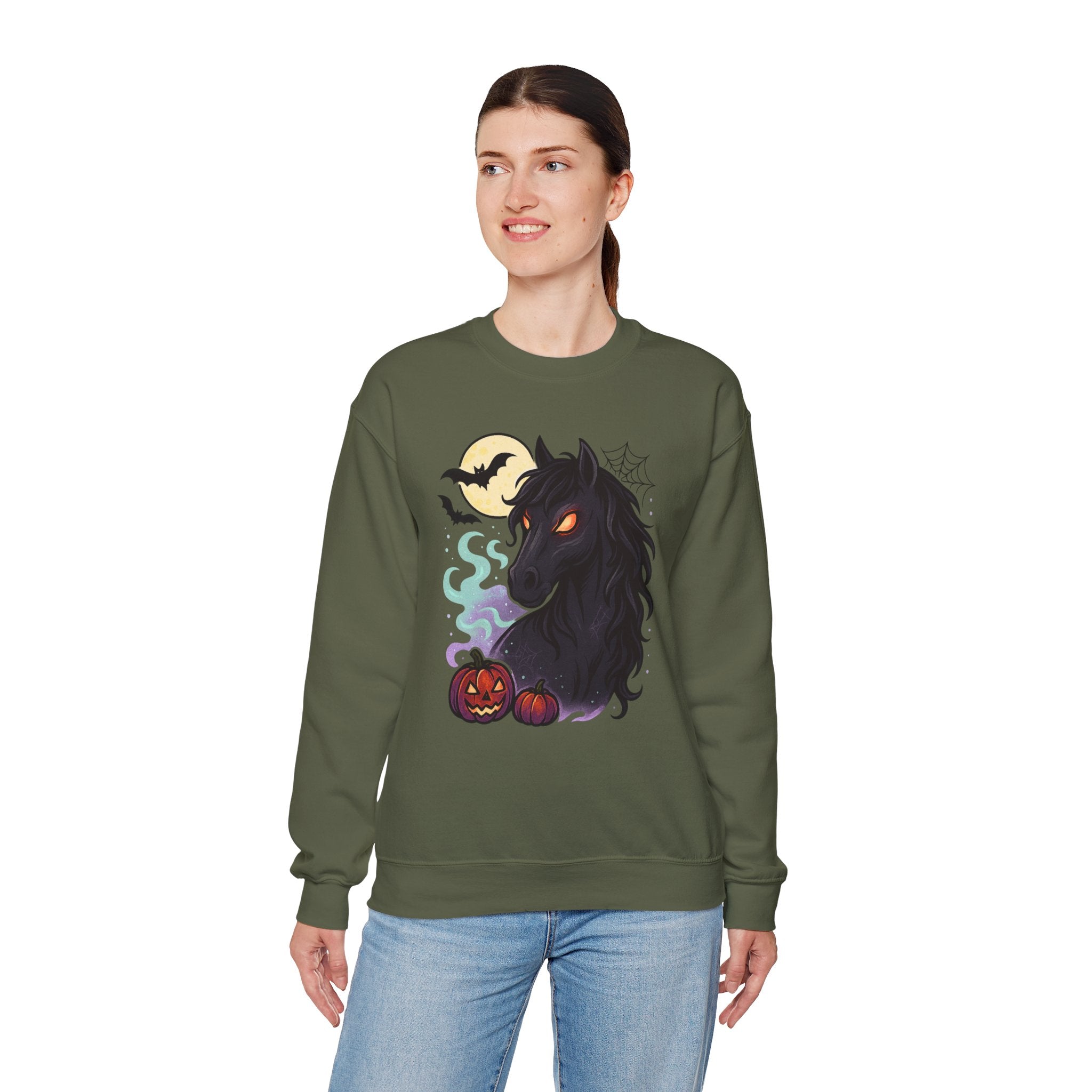 Gothic Horse Under Moonlight Spooky Sweatshirt