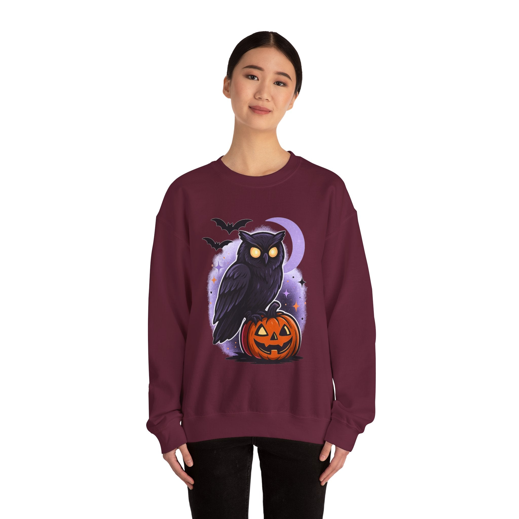 Spooky Owl and Pumpkin Night Sweatshirt