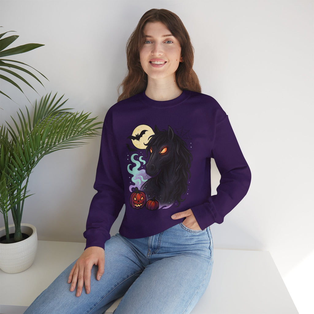 Gothic Horse Under Moonlight Spooky Sweatshirt