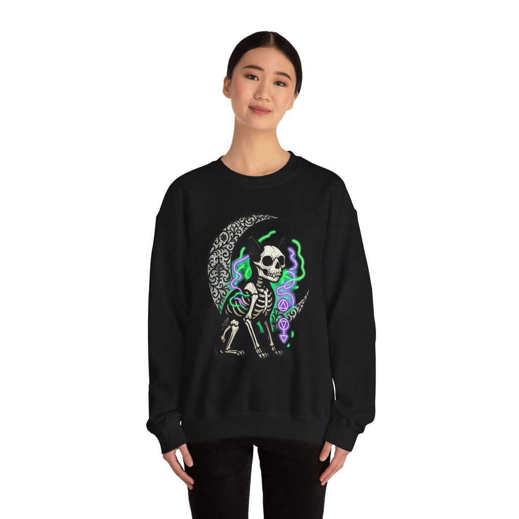 Gothic Cat with Neon Aura Halloween Sweatshirt