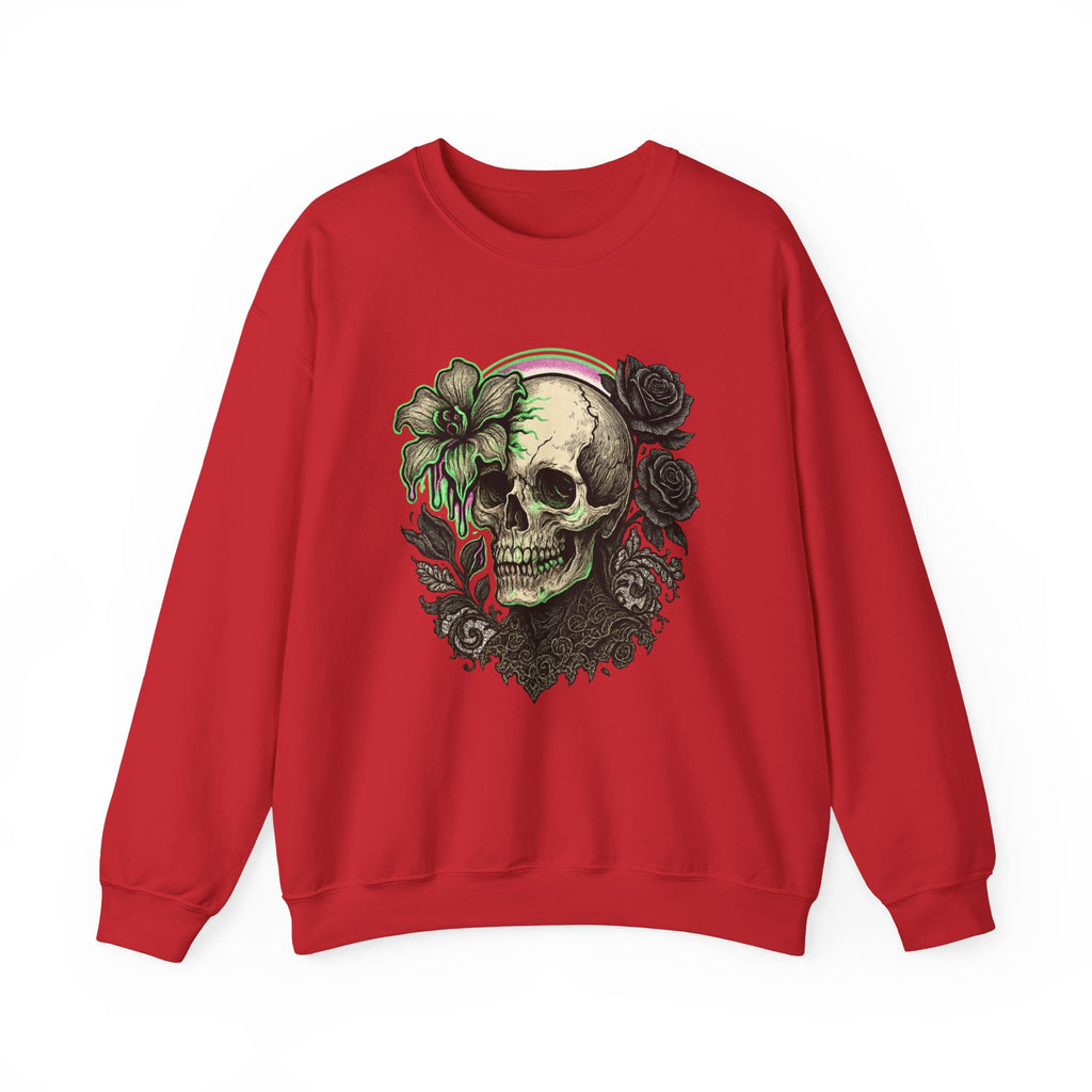Gothic Skull with Neon Floral Sweatshirt