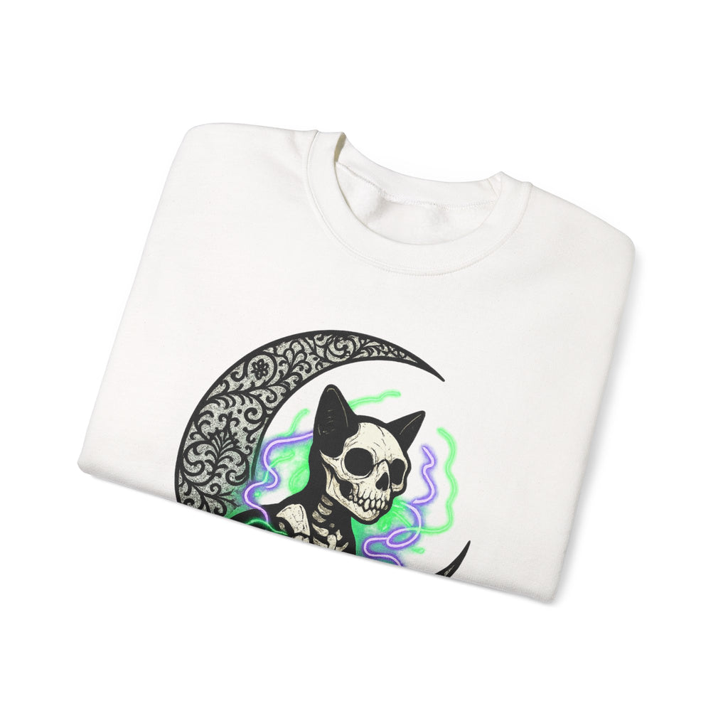 Gothic Cat with Neon Aura Halloween Sweatshirt