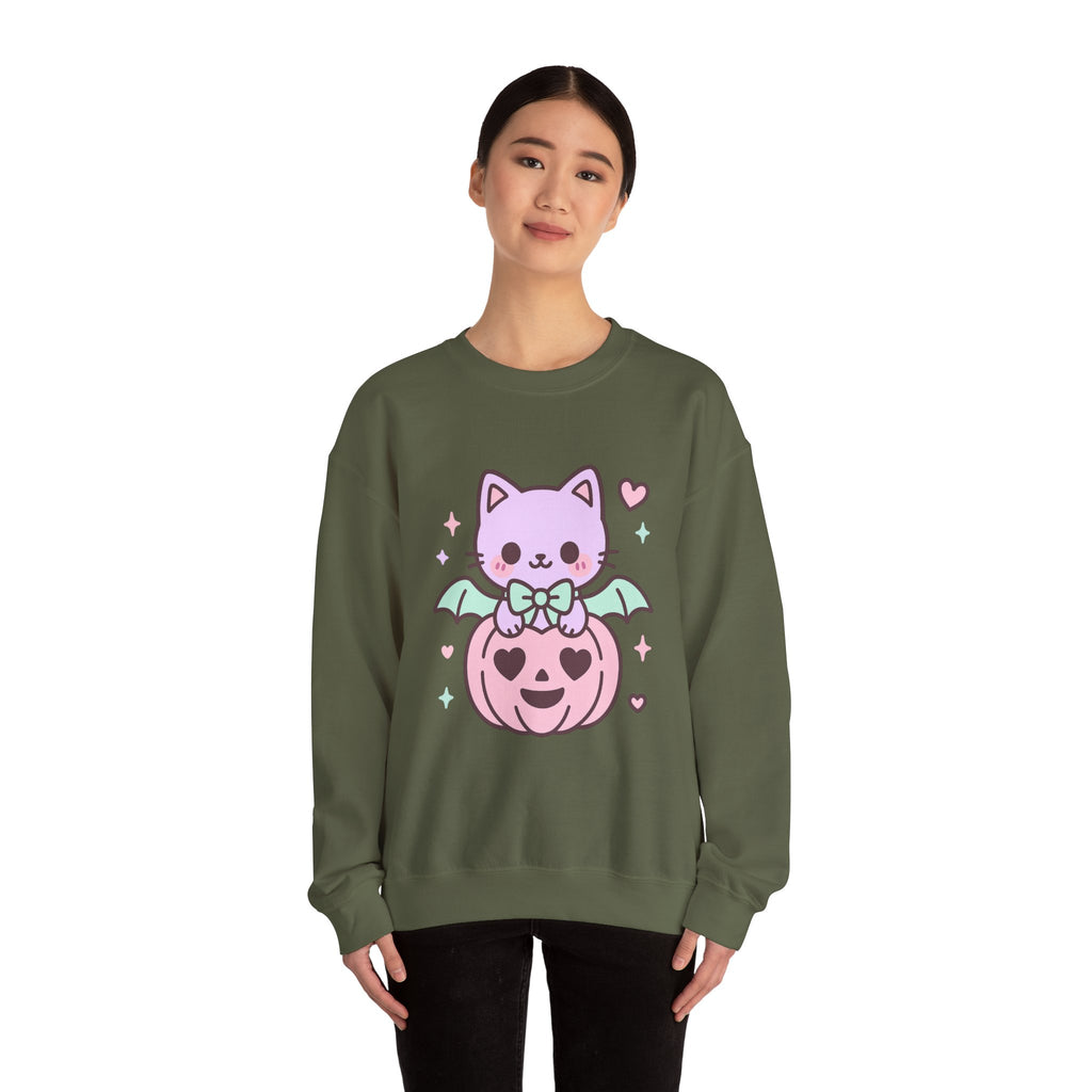 Kawaii Skull Sweatshirt – Pastel Bows & Hearts