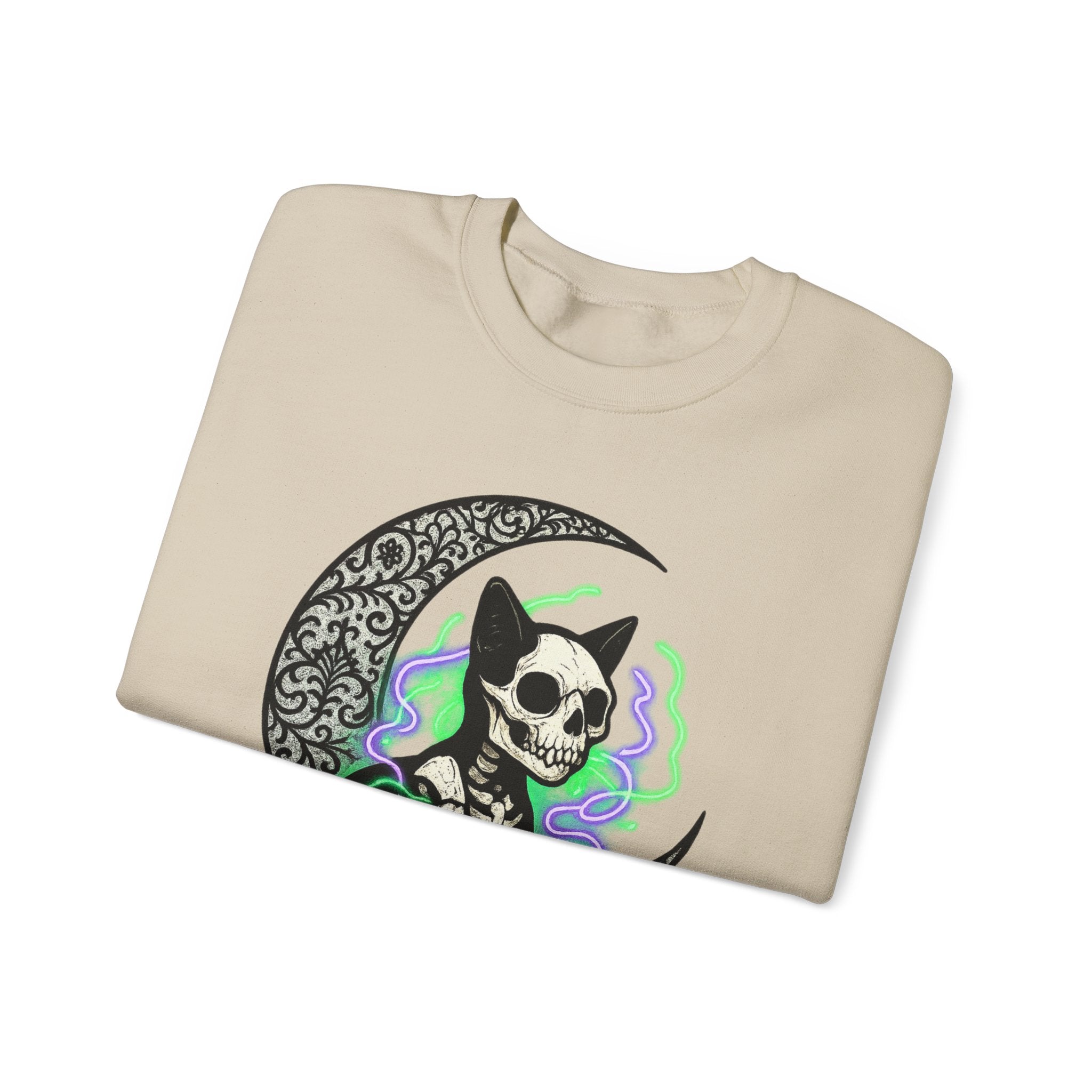 Gothic Cat with Neon Aura Halloween Sweatshirt