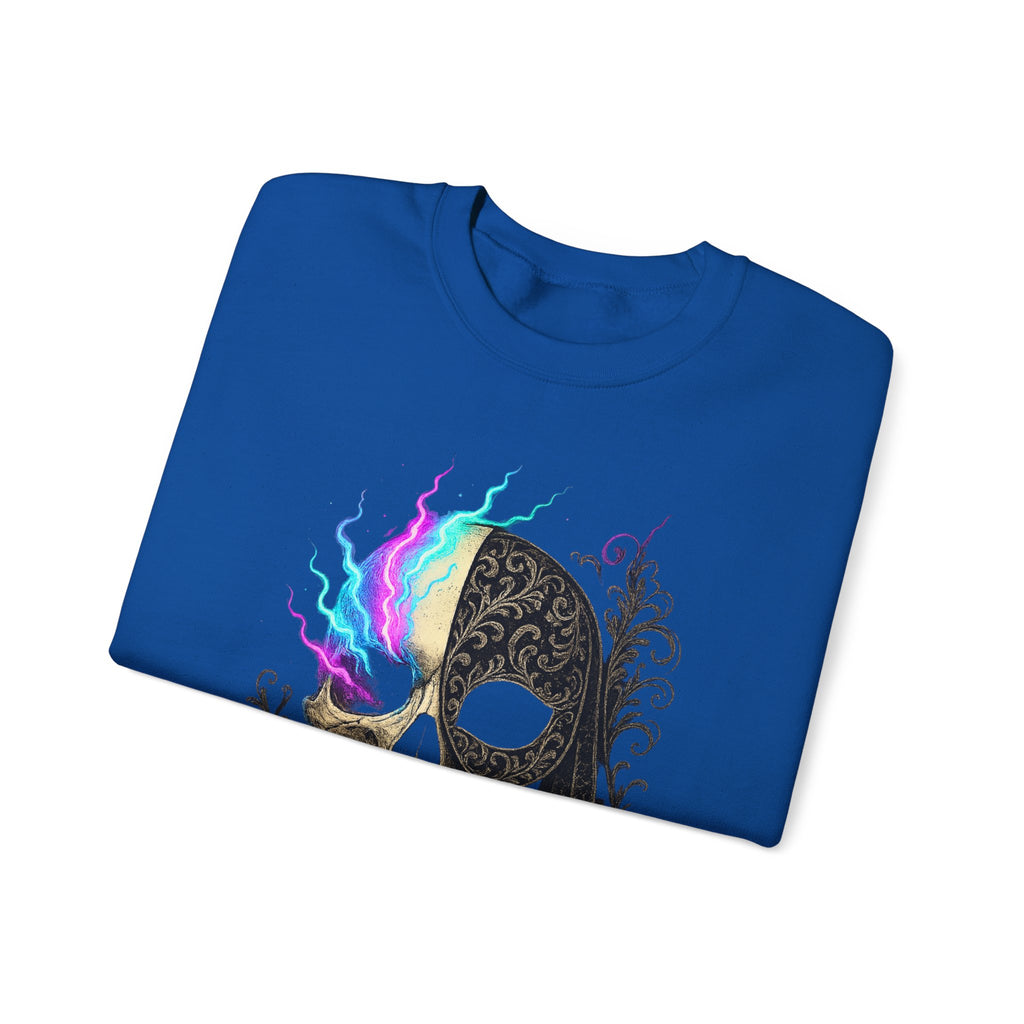 Halloween Sweatshirt – Gothic Neon Masked Illusion