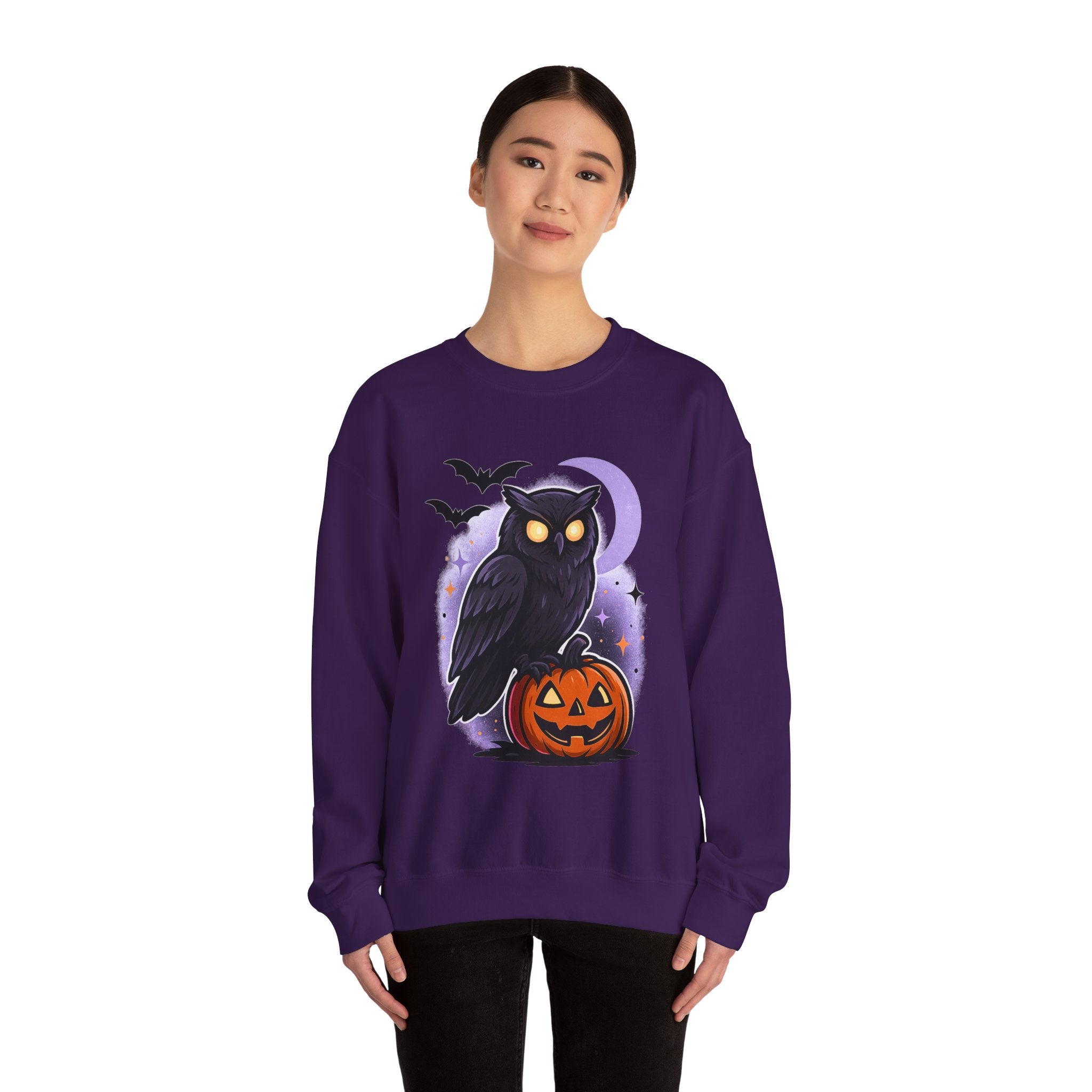 Spooky Owl and Pumpkin Night Sweatshirt