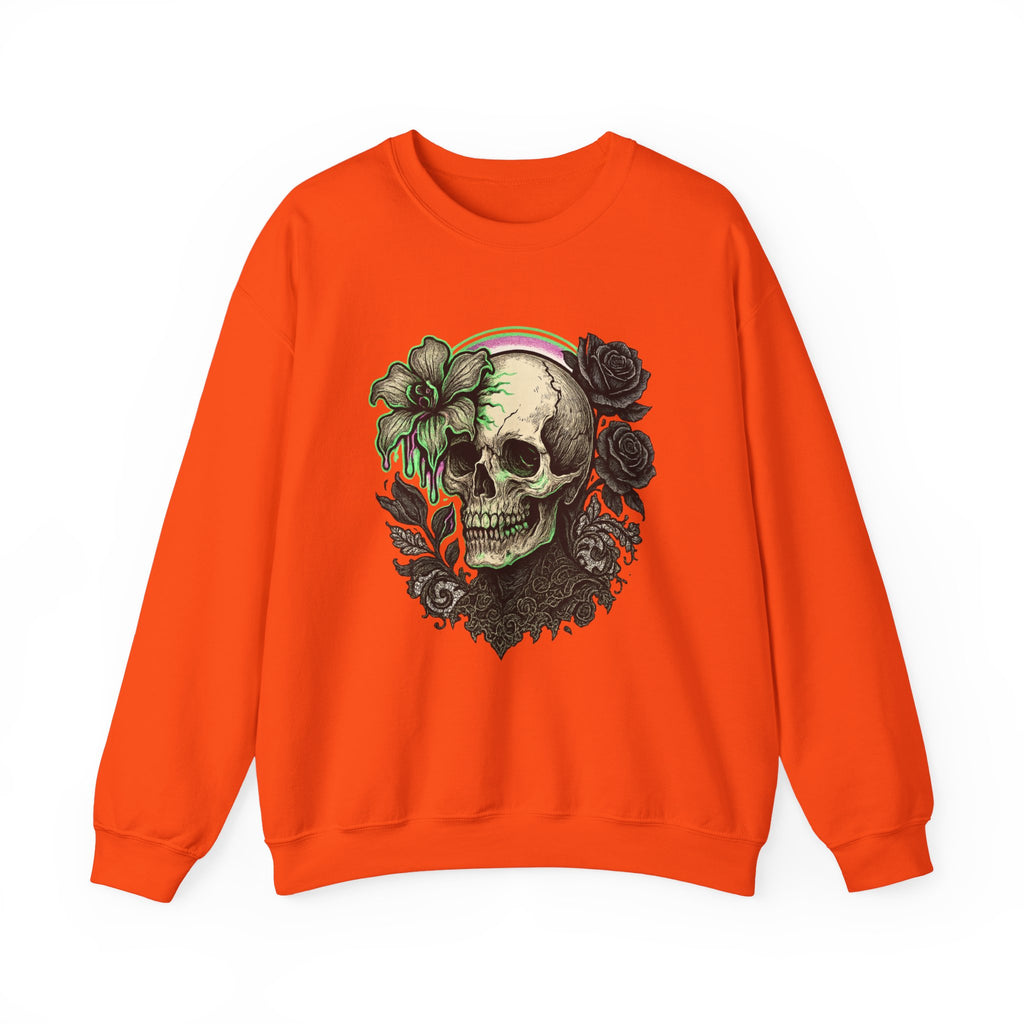 Gothic Skull with Neon Floral Sweatshirt