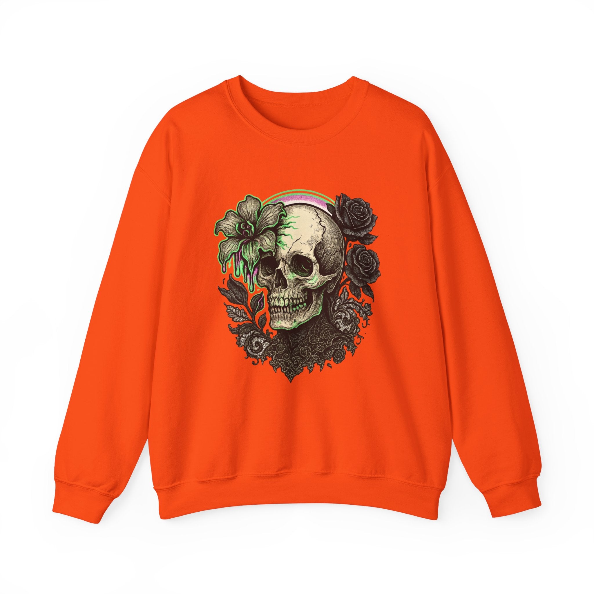 Gothic Skull with Neon Floral Sweatshirt