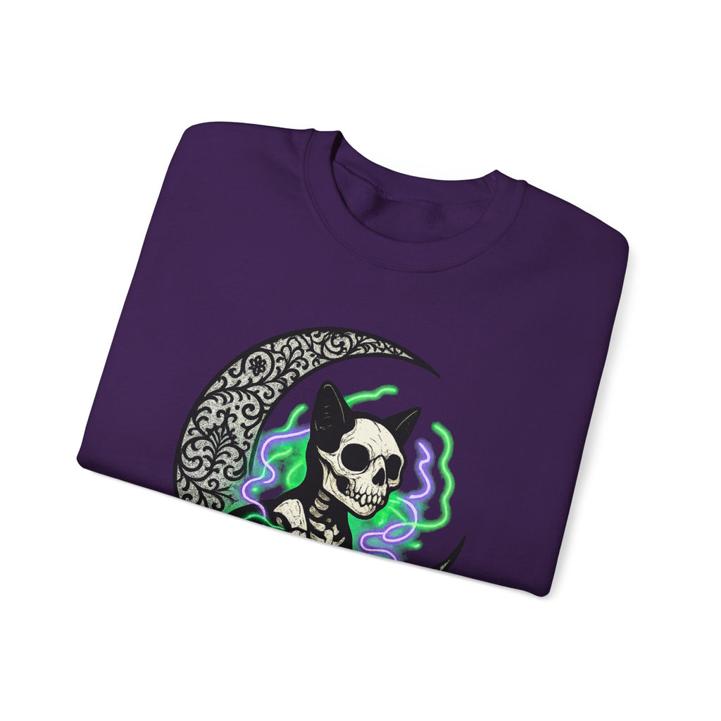 Gothic Cat with Neon Aura Halloween Sweatshirt