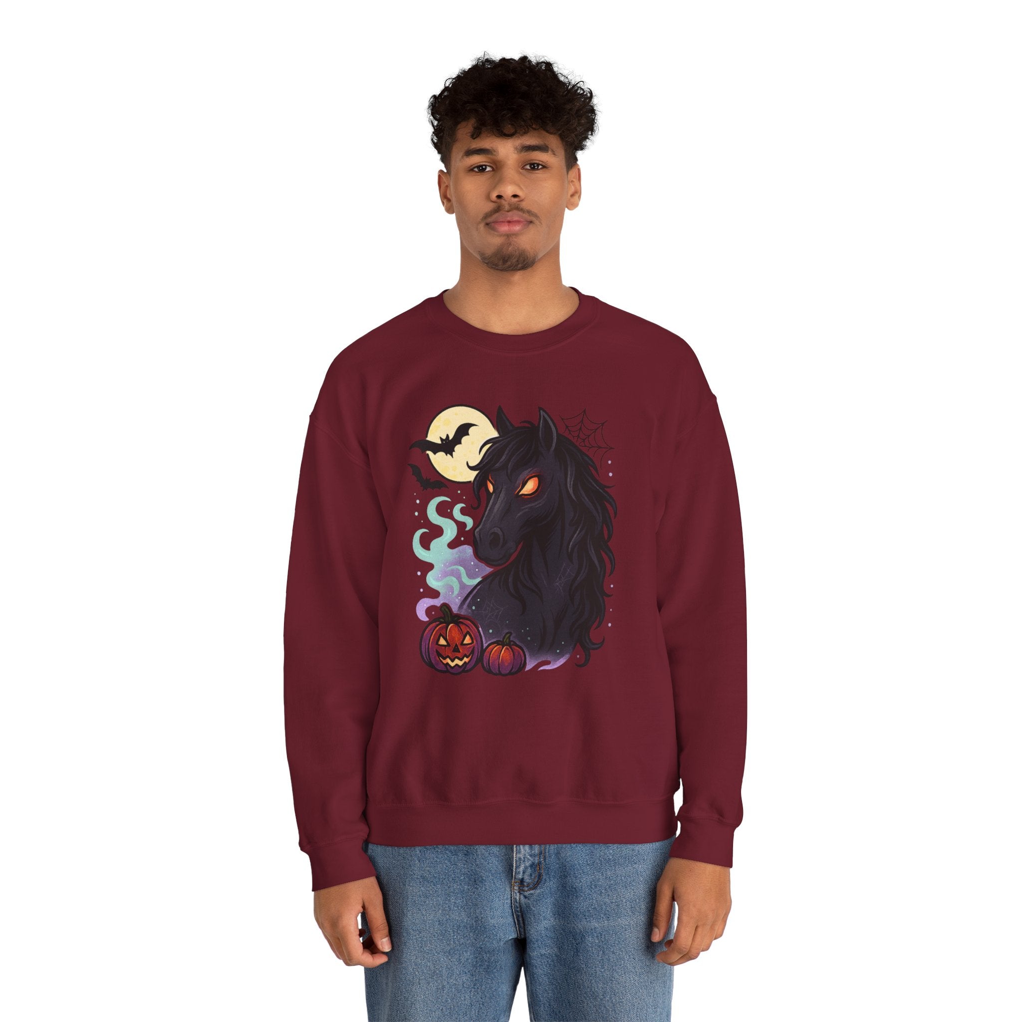 Gothic Horse Under Moonlight Spooky Sweatshirt