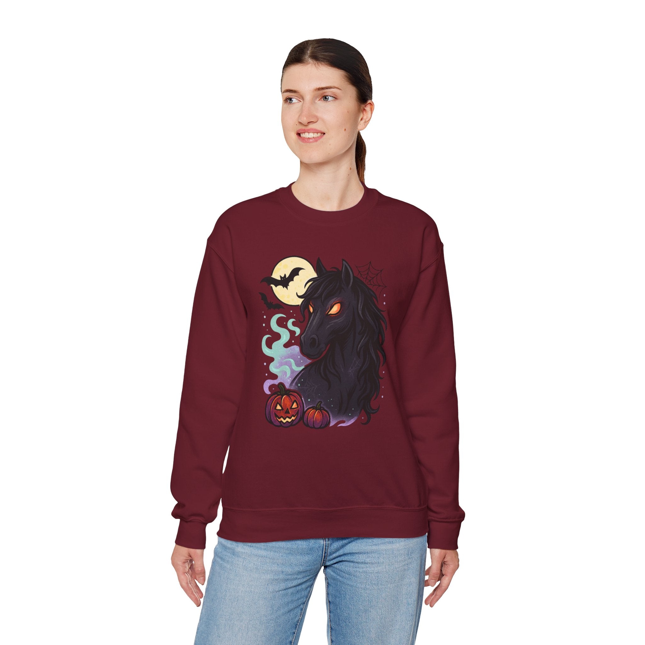 Gothic Horse Under Moonlight Spooky Sweatshirt