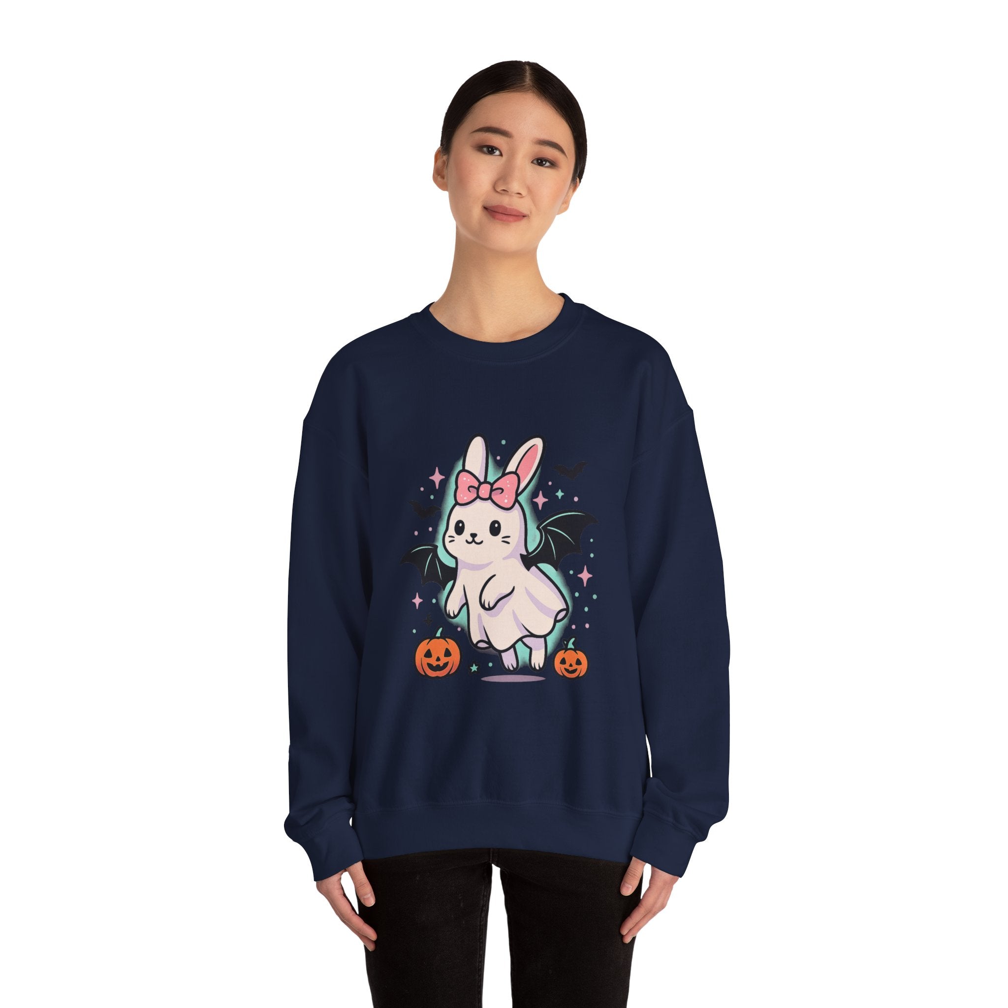 Cute Ghost Bunny with Bat Wings Sweatshirt