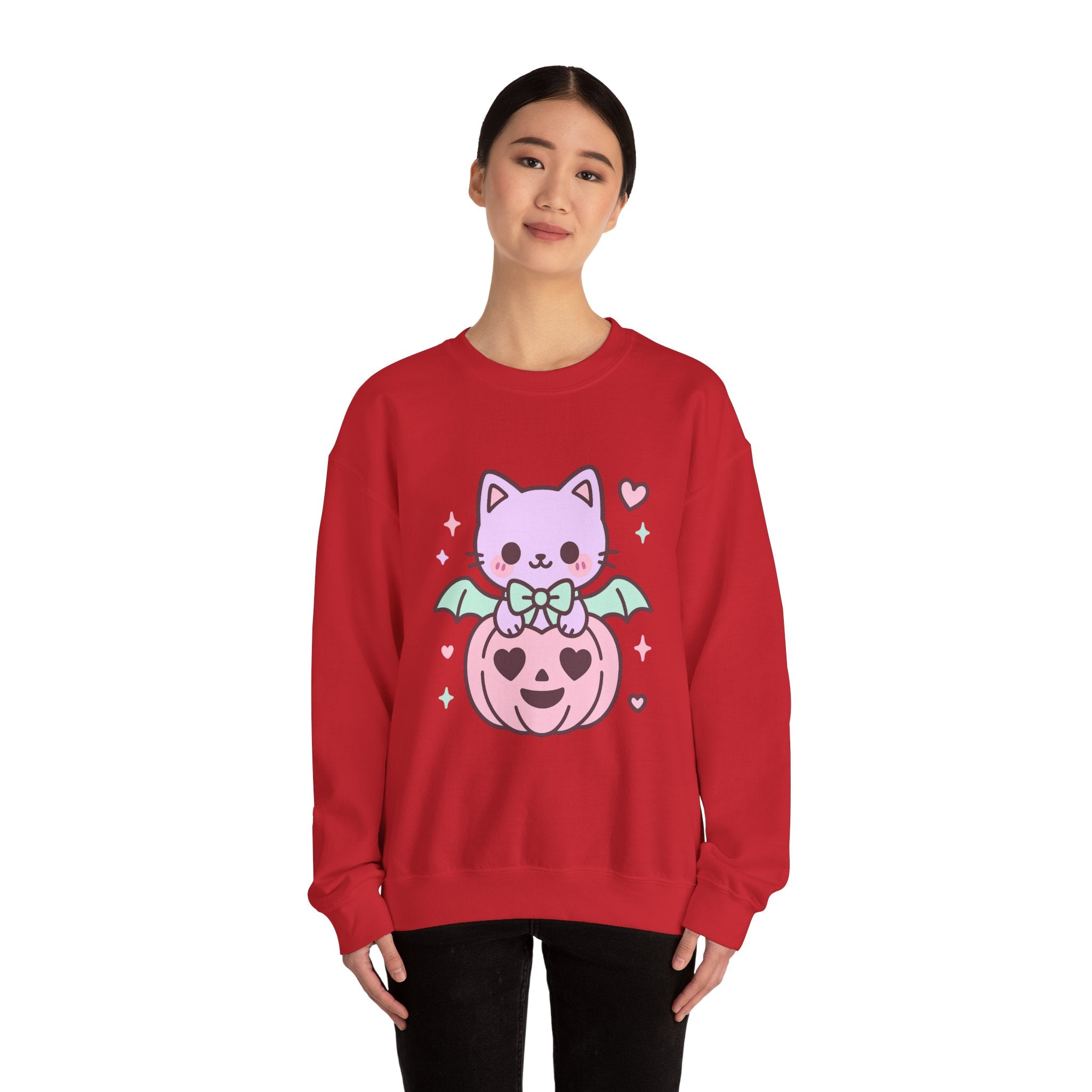 Kawaii Skull Sweatshirt – Pastel Bows & Hearts