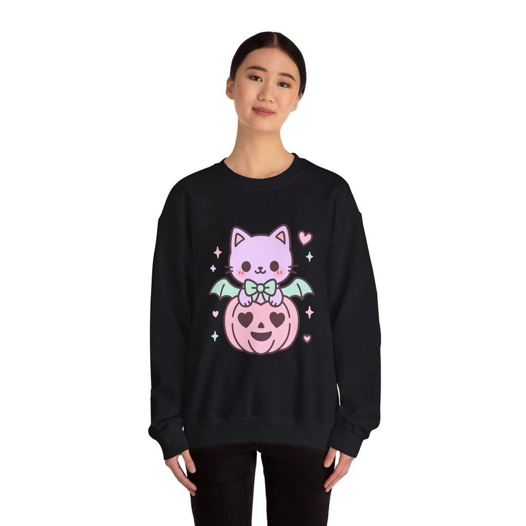 Kawaii Skull Sweatshirt – Pastel Bows & Hearts