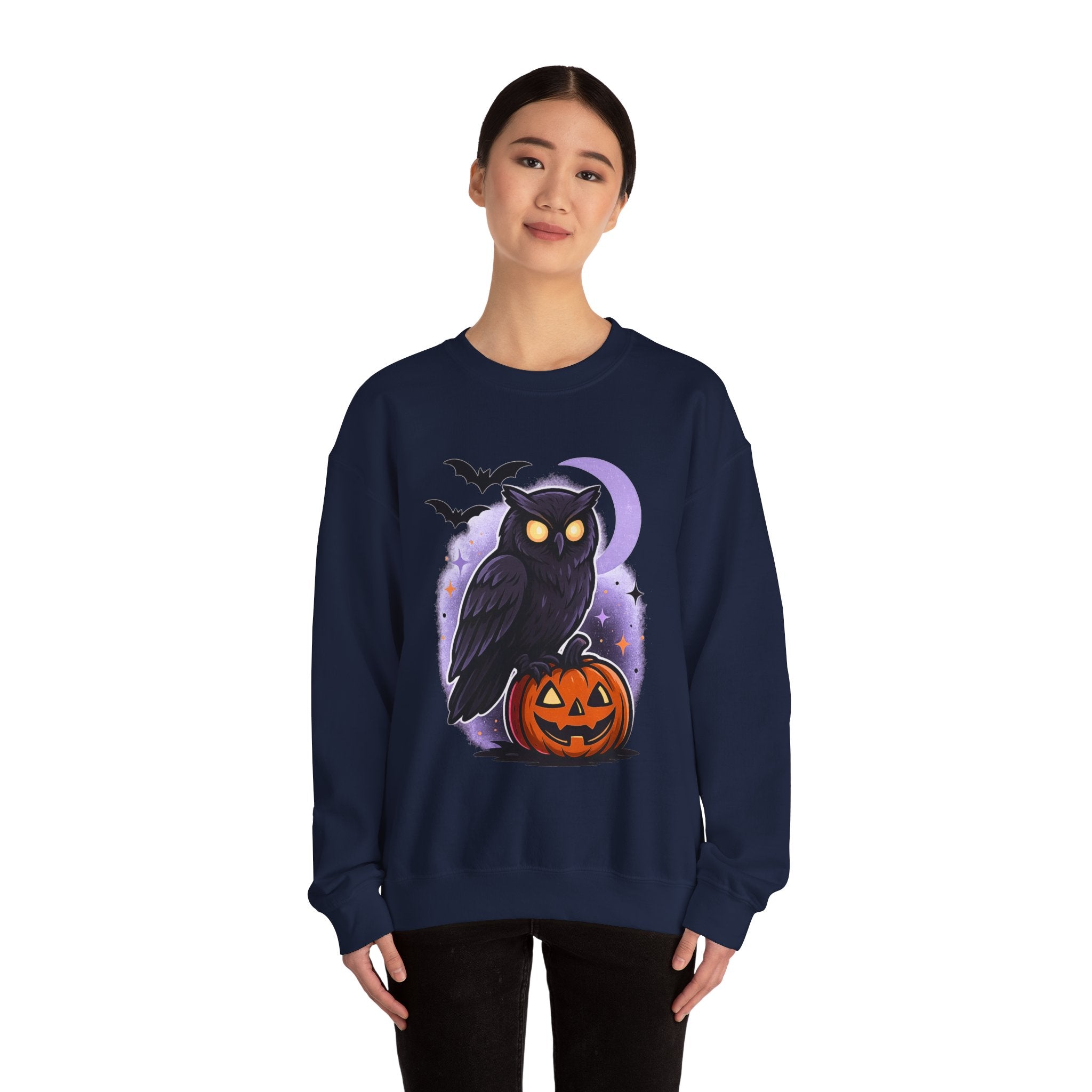 Spooky Owl and Pumpkin Night Sweatshirt