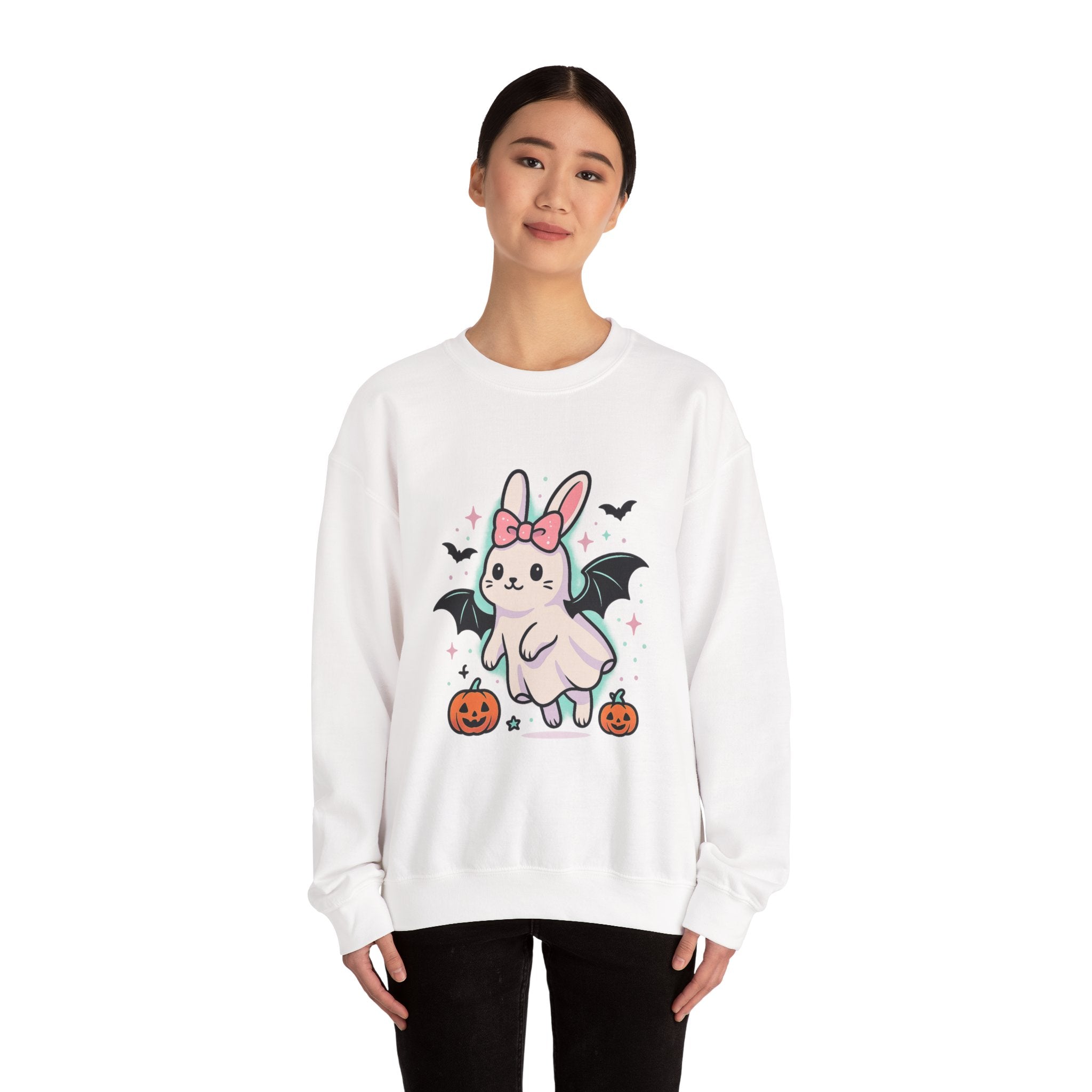 Cute Ghost Bunny with Bat Wings Sweatshirt