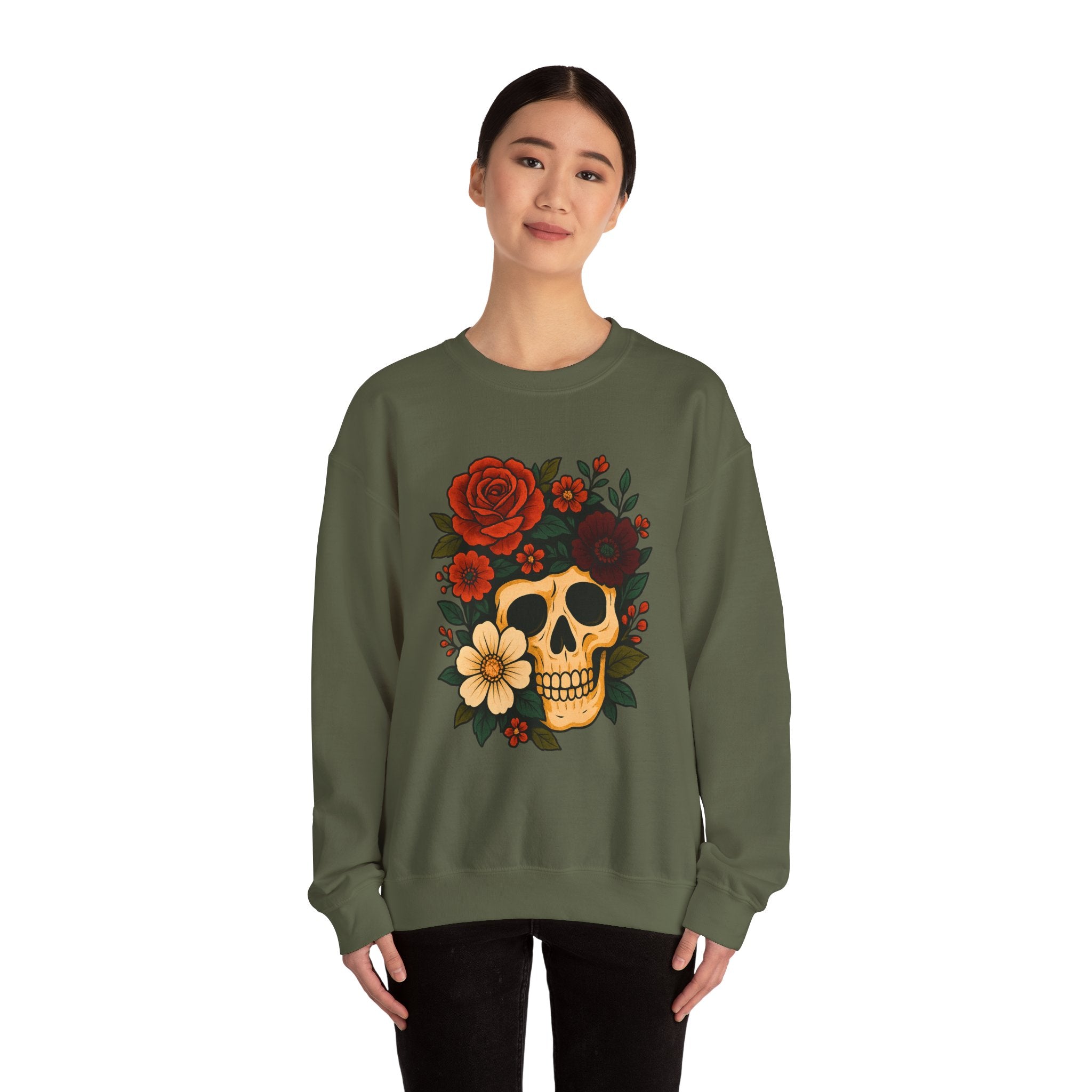 Floral Skull Halloween Sweatshirt