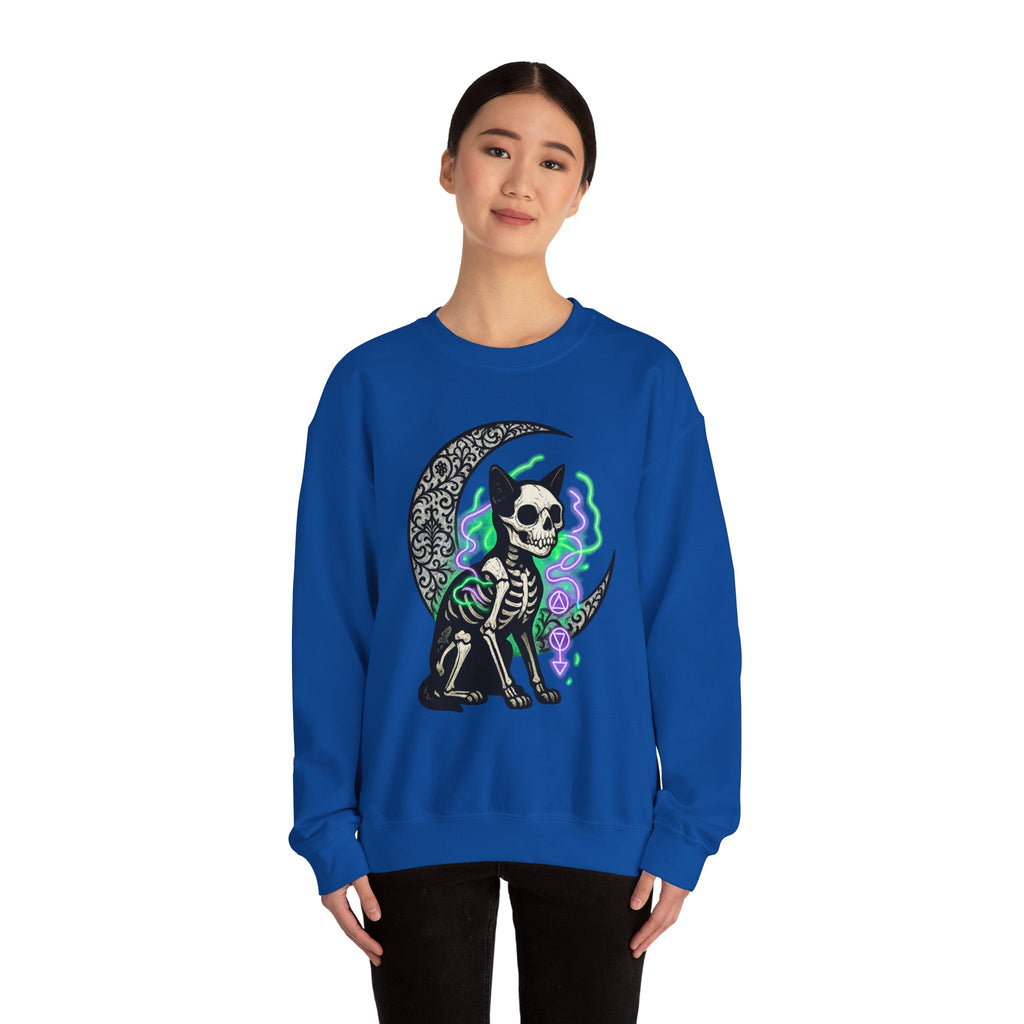 Gothic Cat with Neon Aura Halloween Sweatshirt