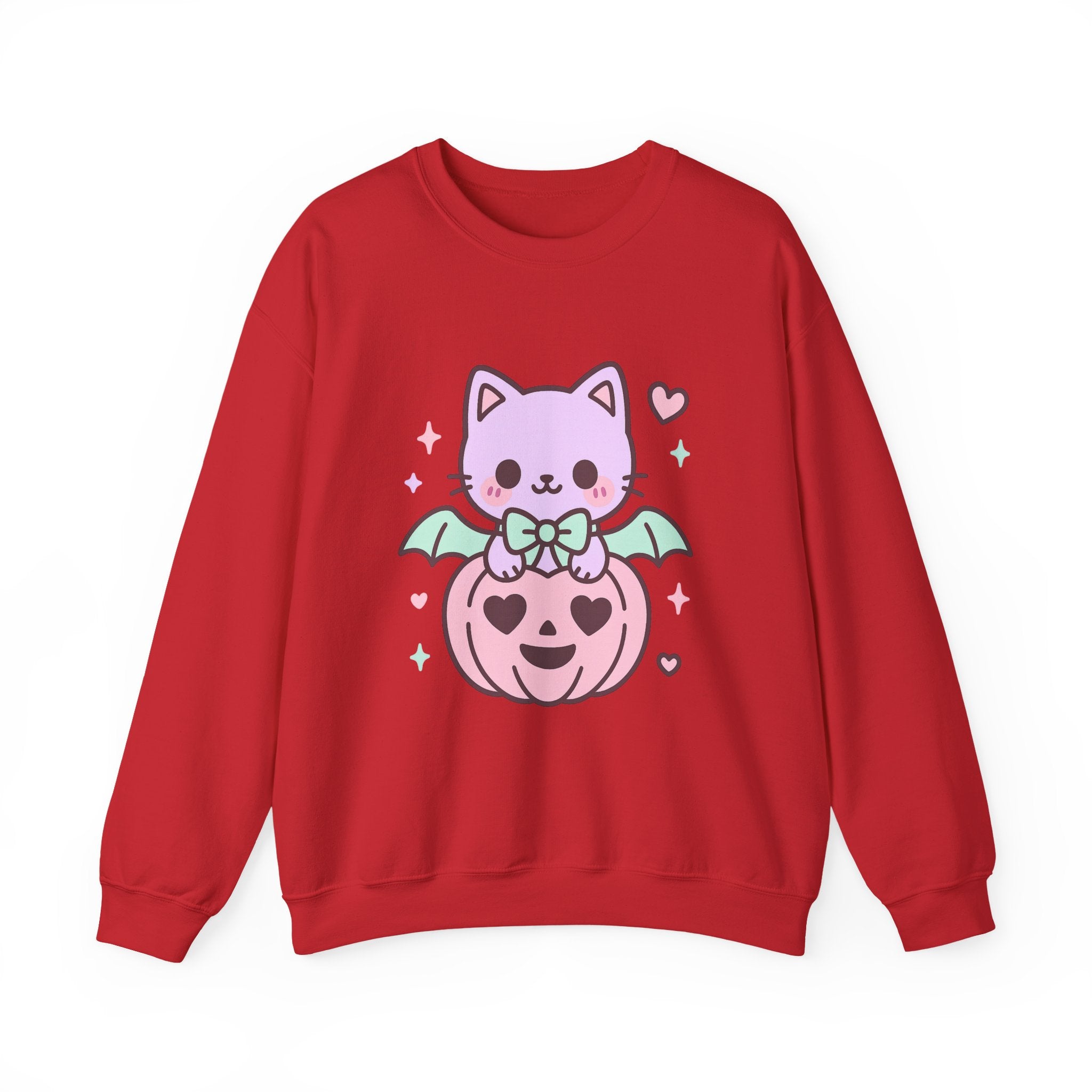 Kawaii Skull Sweatshirt – Pastel Bows & Hearts