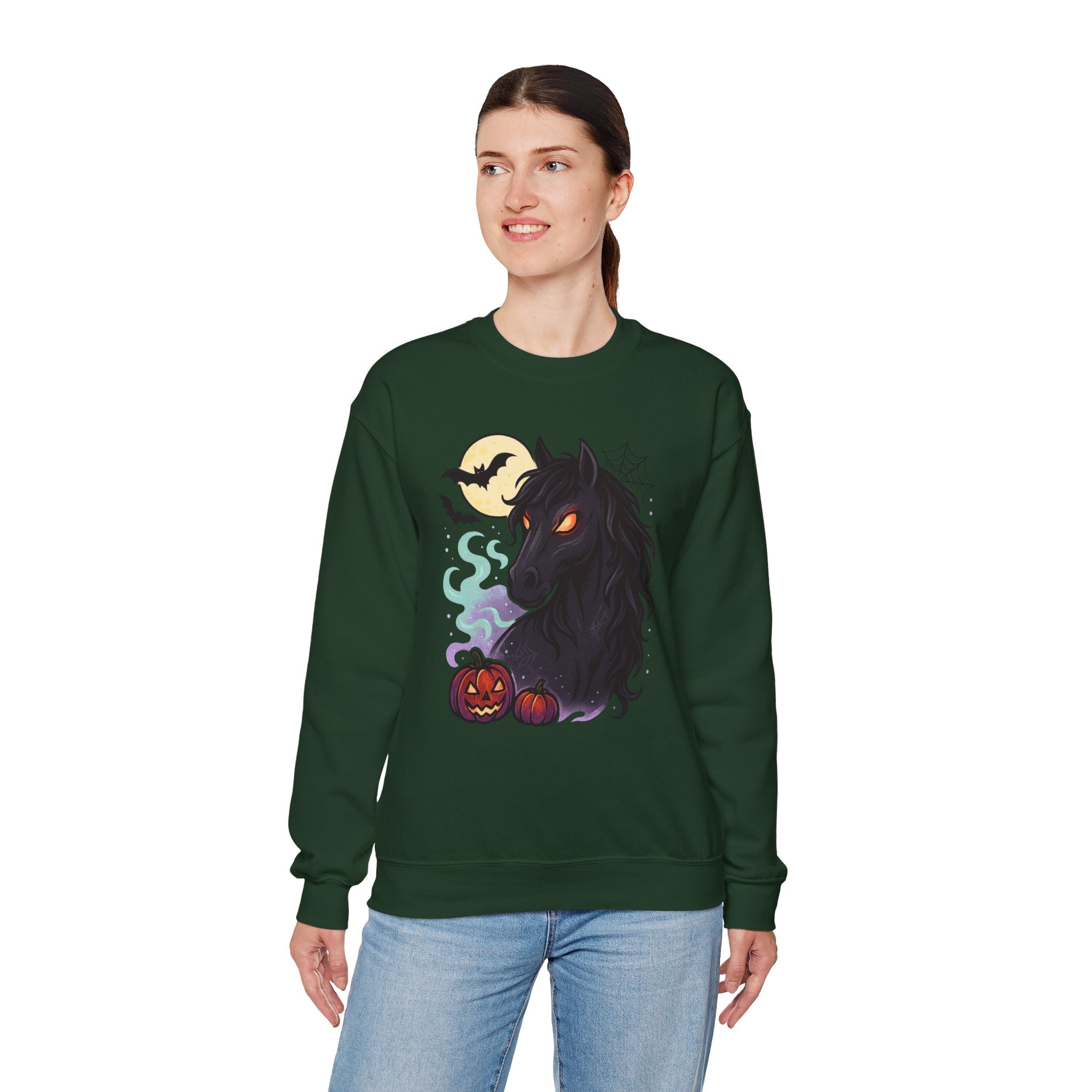 Gothic Horse Under Moonlight Spooky Sweatshirt