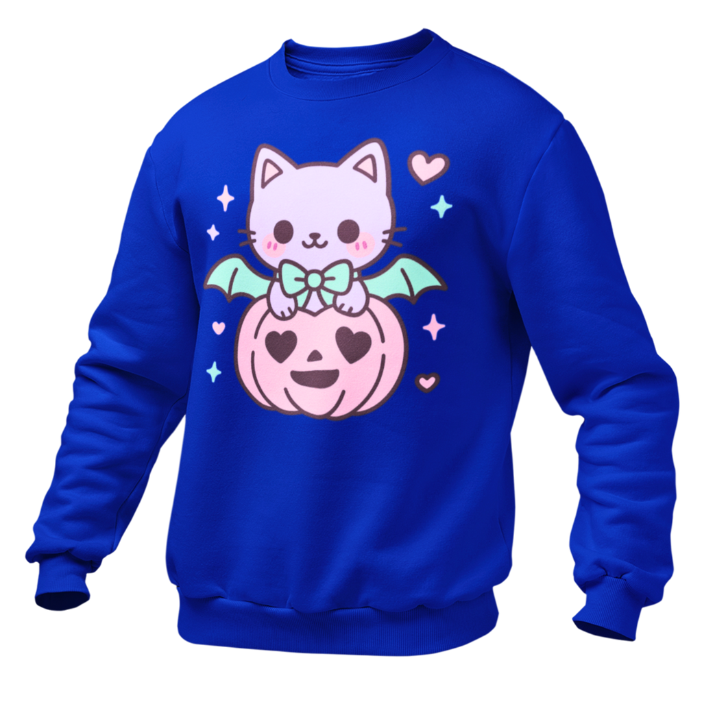 Kawaii Skull Sweatshirt – Pastel Bows & Hearts