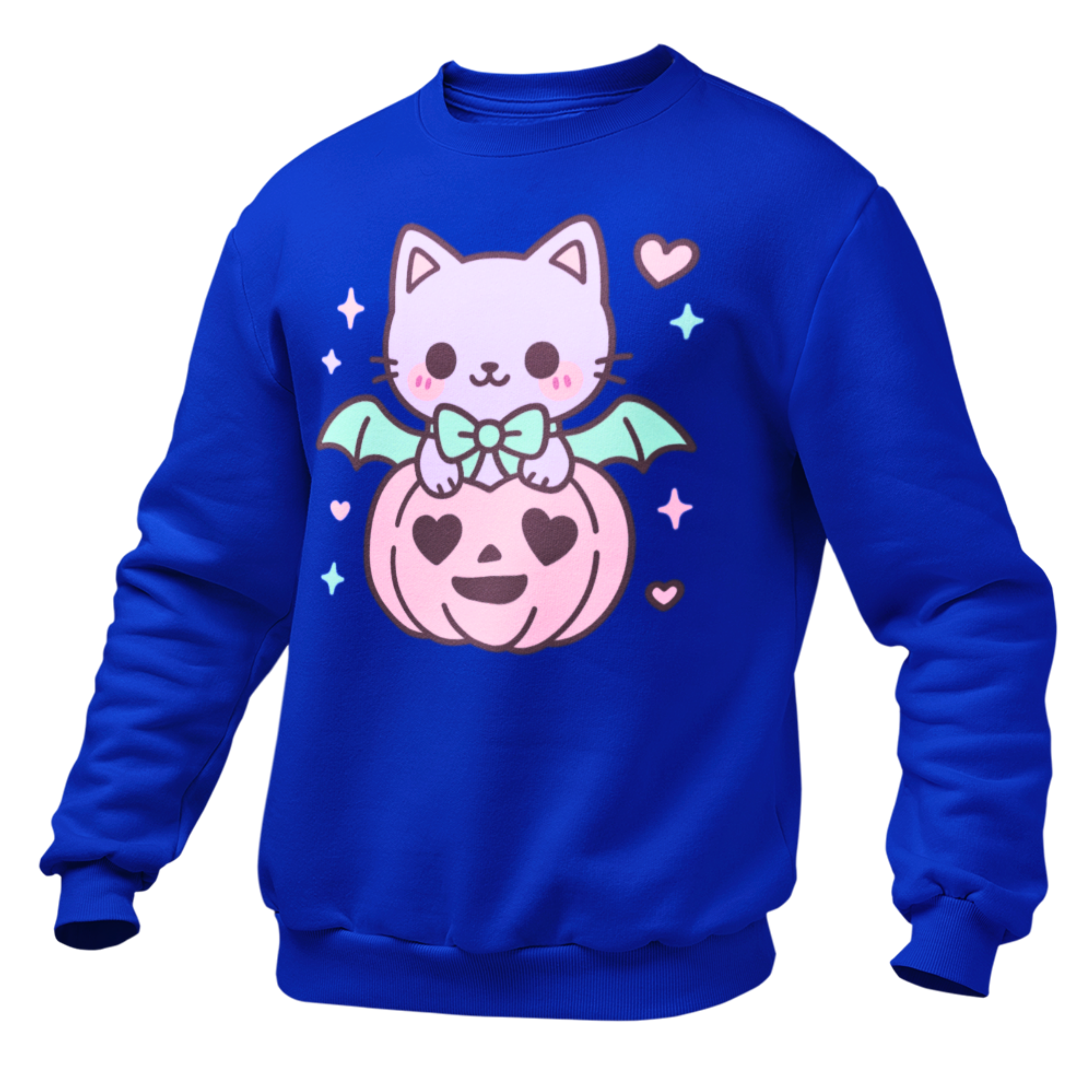Kawaii Skull Sweatshirt – Pastel Bows & Hearts