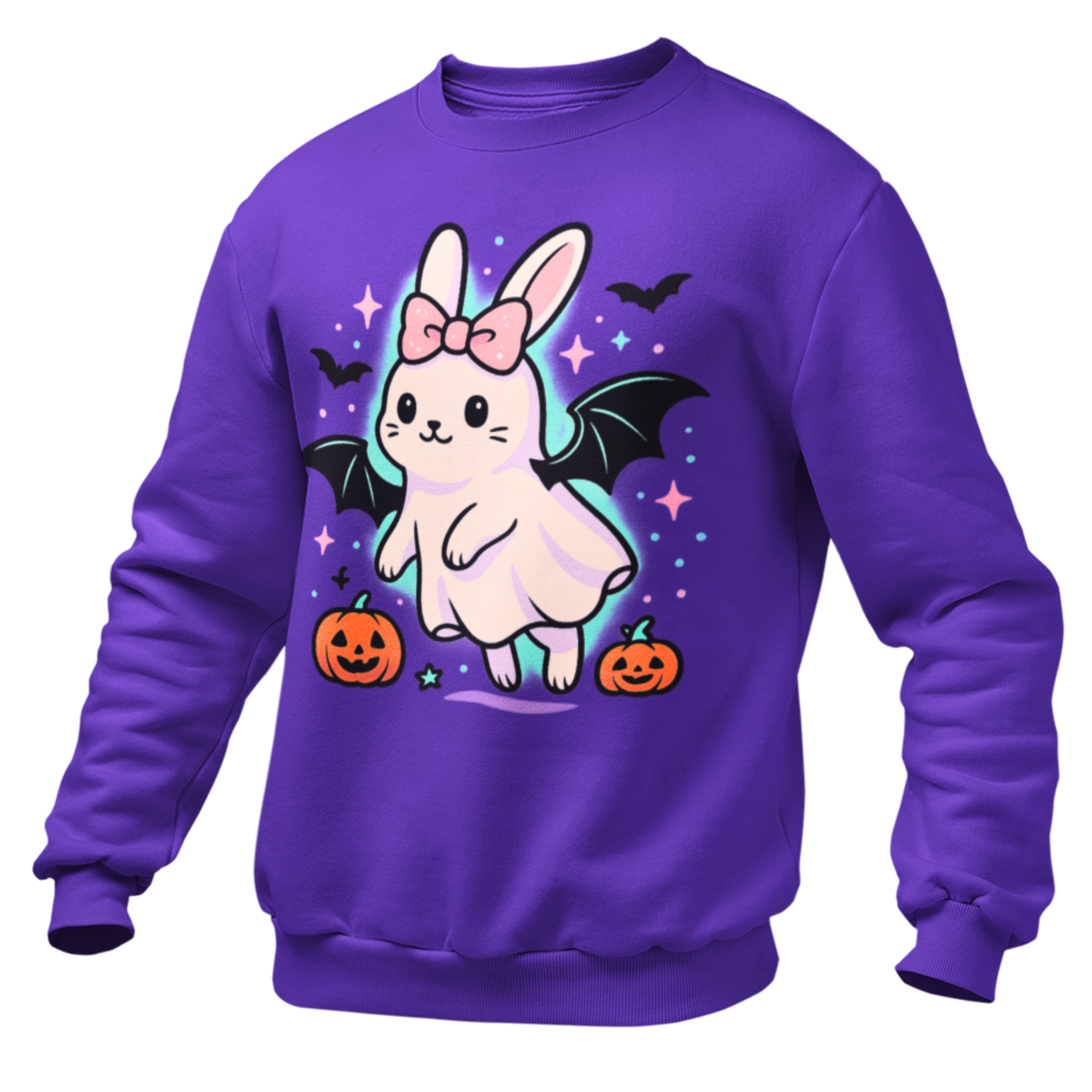 Cute Ghost Bunny with Bat Wings Sweatshirt