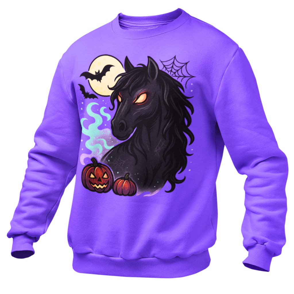 Gothic Horse Under Moonlight Spooky Sweatshirt